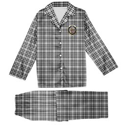 ScotsTee Shop Scottish Scott Black White Crest Tartan Pajama Satin Velvet Flannel Pajama Set