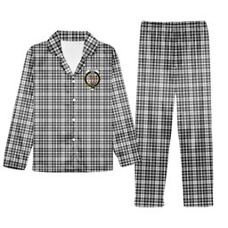 ScotsTee Shop Scottish Scott Black White Crest Tartan Pajama Satin Velvet Flannel Pajama Set