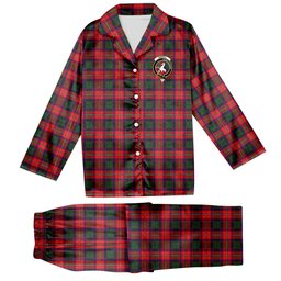 ScotsTee Shop Scottish Riddell Crest Tartan Pajama Satin Velvet Flannel Pajama Set