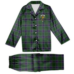 ScotsTee Shop Scottish Sinclair Green Crest Tartan Pajama Satin Velvet Flannel Pajama Set