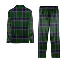 ScotsTee Shop Scottish Sinclair Green Crest Tartan Pajama Satin Velvet Flannel Pajama Set