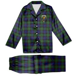 ScotsTee Shop Scottish Sinclair Brown Crest Tartan Pajama Satin Velvet Flannel Pajama Set