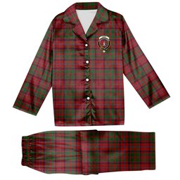 ScotsTee Shop Scottish Shaw of Tordarroch Red Dress Crest Tartan Pajama Satin Velvet Flannel Pajama Set