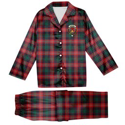 ScotsTee Shop Scottish Rattray of Lude Modern Crest Tartan Pajama Satin Velvet Flannel Pajama Set