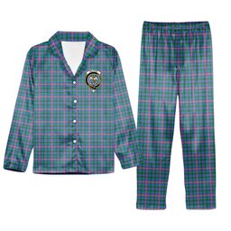 ScotsTee Shop Scottish Ralston Crest Tartan Pajama Satin Velvet Flannel Pajama Set