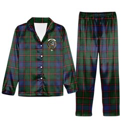 ScotsTee Shop Scottish Skene Crest Tartan Pajama Satin Velvet Flannel Pajama Set