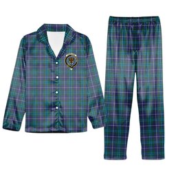 ScotsTee Shop Scottish Sandilands Crest Tartan Pajama Satin Velvet Flannel Pajama Set