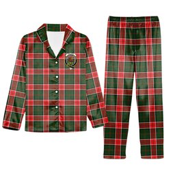 ScotsTee Shop Scottish Pollock Modern Crest Tartan Pajama Satin Velvet Flannel Pajama Set