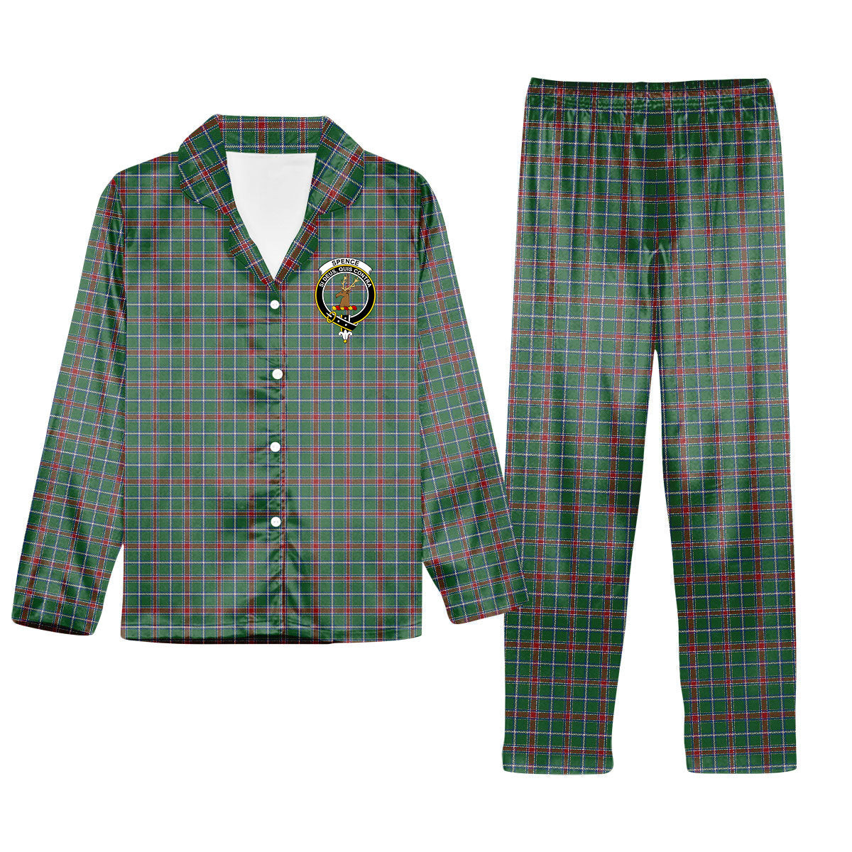 ScotsTee Shop Scottish Spence Fragment Modern Clan Crest Tartan Pajama Satin Velvet Flannel Pajama Set