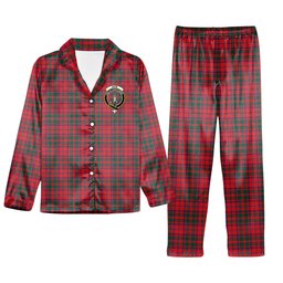 ScotsTee Shop Scottish Shaw of Tordarroch Modern Crest Tartan Pajama Satin Velvet Flannel Pajama Set