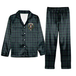 ScotsTee Shop Scottish Robertson Hunting #2 Modern Crest Tartan Pajama Satin Velvet Flannel Pajama Set
