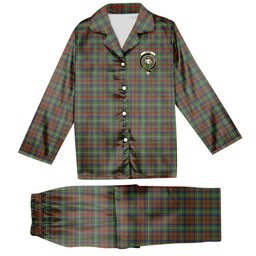 ScotsTee Shop Scottish Shaw Green Modern Crest Tartan Pajama Satin Velvet Flannel Pajama Set