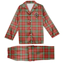 ScotsTee Shop Scottish Ogilvie (Ogilvy) Ancient Crest Tartan Pajama Satin Velvet Flannel Pajama Set