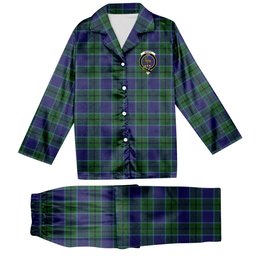 ScotsTee Shop Scottish Scott Green Sir Walter Crest Tartan Pajama Satin Velvet Flannel Pajama Set