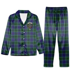 ScotsTee Shop Scottish Scott Green Sir Walter Crest Tartan Pajama Satin Velvet Flannel Pajama Set