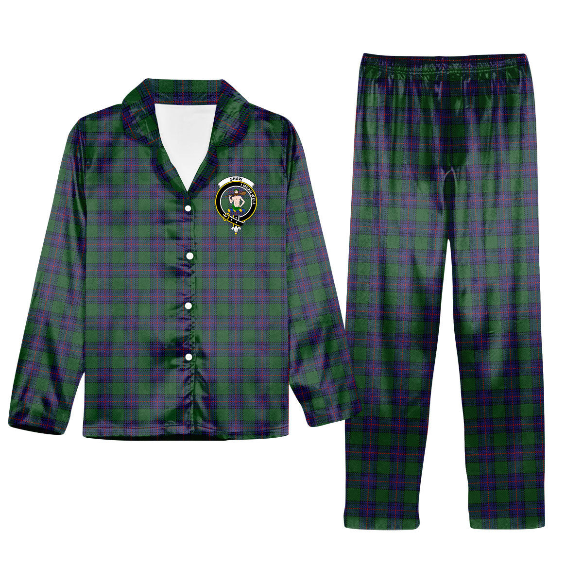 ScotsTee Shop Scottish Shaw Crest Tartan Pajama Satin Velvet Flannel Pajama Set