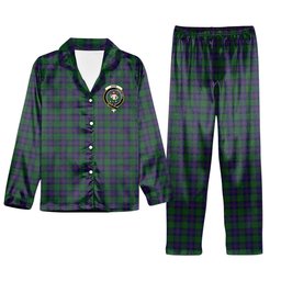 ScotsTee Shop Scottish Shaw Crest Tartan Pajama Satin Velvet Flannel Pajama Set