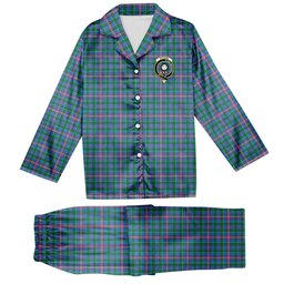 ScotsTee Shop Scottish Pitcairn Hunting Crest Tartan Pajama Satin Velvet Flannel Pajama Set