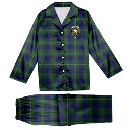 ScotsTee Shop Scottish Oliphant Modern Crest Tartan Pajama Satin Velvet Flannel Pajama Set