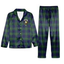ScotsTee Shop Scottish Oliphant Modern Crest Tartan Pajama Satin Velvet Flannel Pajama Set