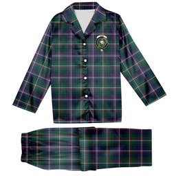 ScotsTee Shop Scottish Shaw of Carolina Modern Crest Tartan Pajama Satin Velvet Flannel Pajama Set