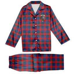ScotsTee Shop Scottish Skene of Cromar Modern Crest Tartan Pajama Satin Velvet Flannel Pajama Set