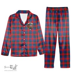 ScotsTee Shop Scottish Skene of Cromar Modern Crest Tartan Pajama Satin Velvet Flannel Pajama Set