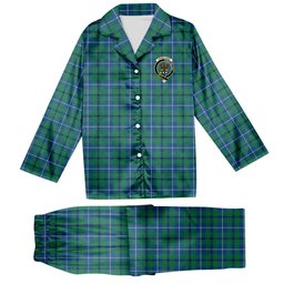 ScotsTee Shop Scottish Sandilands Ancient Crest Tartan Pajama Satin Velvet Flannel Pajama Set