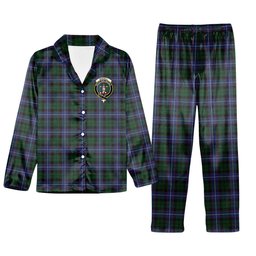 ScotsTee Shop Scottish Russell Crest Tartan Pajama Satin Velvet Flannel Pajama Set