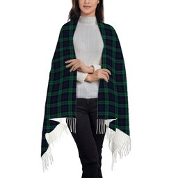 ScotsTee Shop Scottish Black Watch Modern Clan Solf Tartan Plaid Tassel Winter Scarf