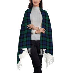 ScotsTee Shop Scottish Black Watch Large Sett Modern Solf Tartan Plaid Tassel Winter Scarf