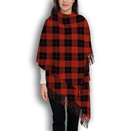 ScotsTee Shop Scottish Cameron Black and Red Ancient Solf Tartan Plaid Tassel Winter Scarf
