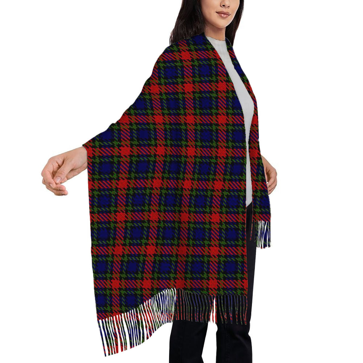 ScotsTee Shop Scottish Clark (Lion) Red Solf Tartan Plaid Tassel Winter Scarf