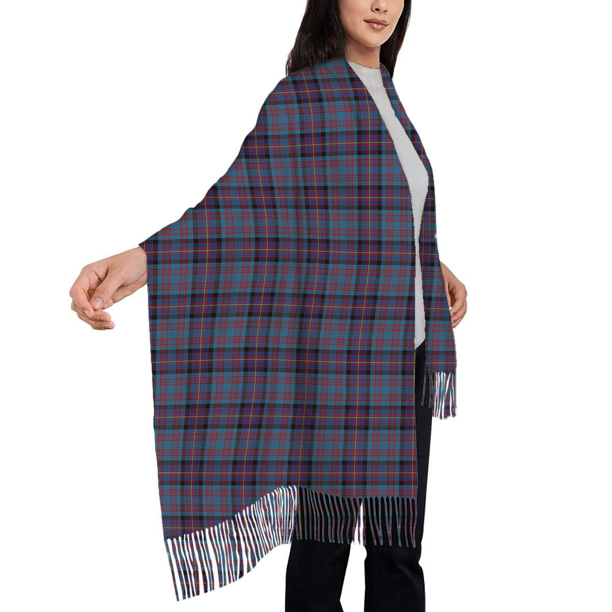 ScotsTee Shop Scottish Cochrane Azure Solf Tartan Plaid Tassel Winter Scarf