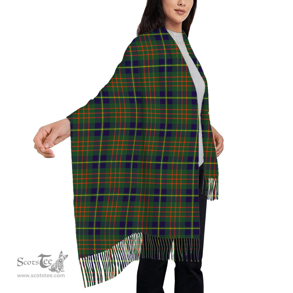 ScotsTee Shop Scottish Cameron of Lochiel Hunting Modern Solf Tartan Plaid Tassel Winter Scarf