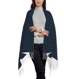 ScotsTee Shop Scottish Cockburn Blue Solf Tartan Plaid Tassel Winter Scarf