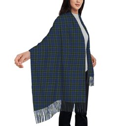 ScotsTee Shop Scottish Cockburn Blue Solf Tartan Plaid Tassel Winter Scarf