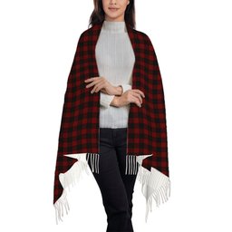 ScotsTee Shop Scottish Cameron Black and Red Solf Tartan Plaid Tassel Winter Scarf