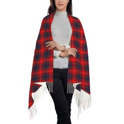 ScotsTee Shop Scottish Fraser Gathering Red Modern Solf Tartan Plaid Tassel Winter Scarf