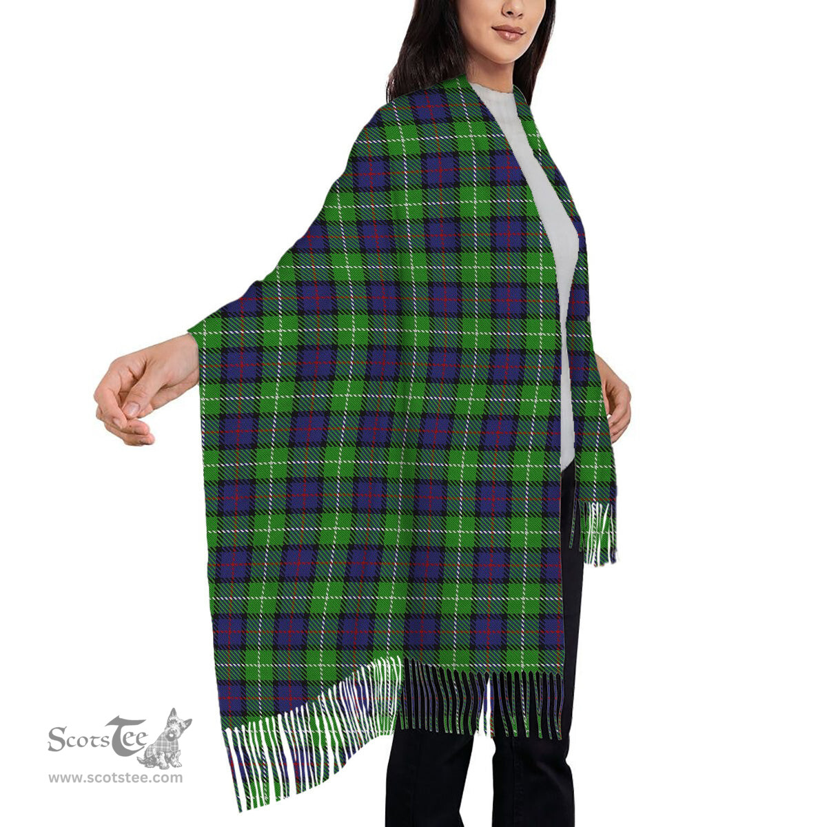 ScotsTee Shop Scottish Davidson of Tulloch Solf Tartan Plaid Tassel Winter Scarf