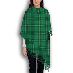 ScotsTee Shop Scottish Galloway Green Modern Solf Tartan Plaid Tassel Winter Scarf