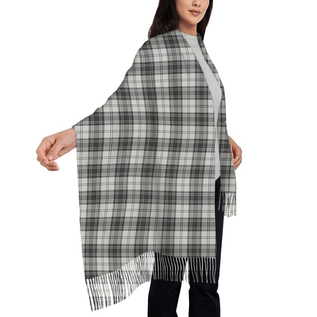 ScotsTee Shop Scottish Douglas Grey Modern Solf Tartan Plaid Tassel Winter Scarf