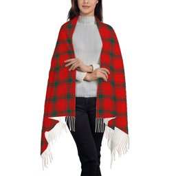 ScotsTee Shop Scottish Donald of the Isles Red Modern Solf Tartan Plaid Tassel Winter Scarf