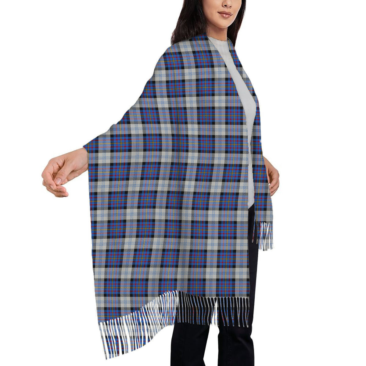 ScotsTee Shop Scottish Gillies Dress Blue Solf Tartan Plaid Tassel Winter Scarf