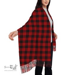 ScotsTee Shop Scottish McLeod Black and Red Solf Tartan Plaid Tassel Winter Scarf