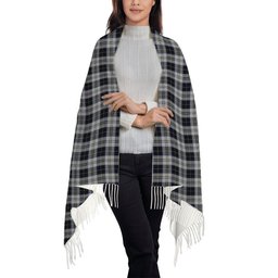 ScotsTee Shop Scottish Menzies Black Dress Solf Tartan Plaid Tassel Winter Scarf