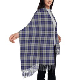 ScotsTee Shop Scottish MacPherson Dress Blue Solf Tartan Plaid Tassel Winter Scarf
