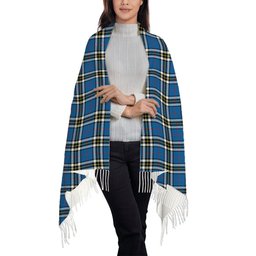 ScotsTee Shop Scottish Thompson Dress Blue Modern Solf Tartan Plaid Tassel Winter Scarf
