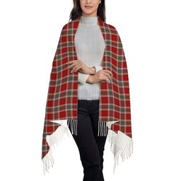 ScotsTee Shop Scottish MacLean of Duart Dress Red Solf Tartan Plaid Tassel Winter Scarf