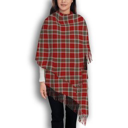 ScotsTee Shop Scottish MacLean of Duart Dress Red Solf Tartan Plaid Tassel Winter Scarf